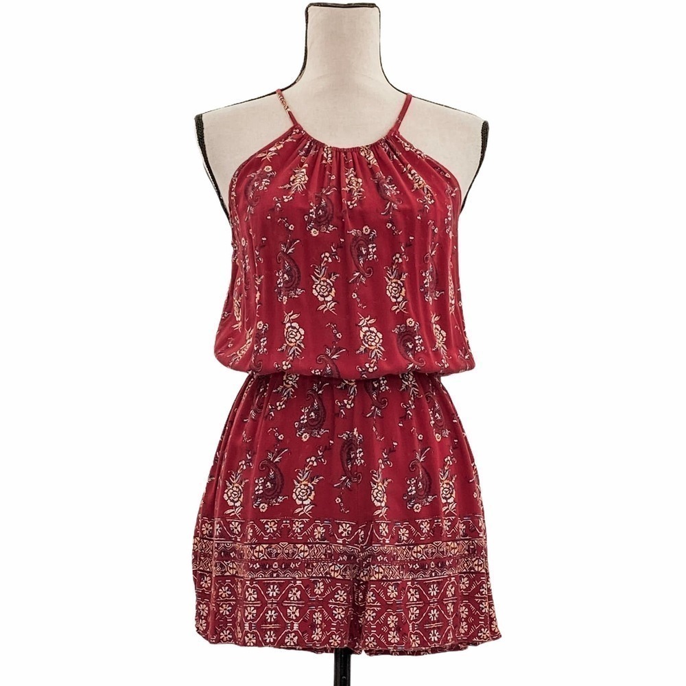 MOSSIMO Supply Co. Red Printed Romper Size Medium